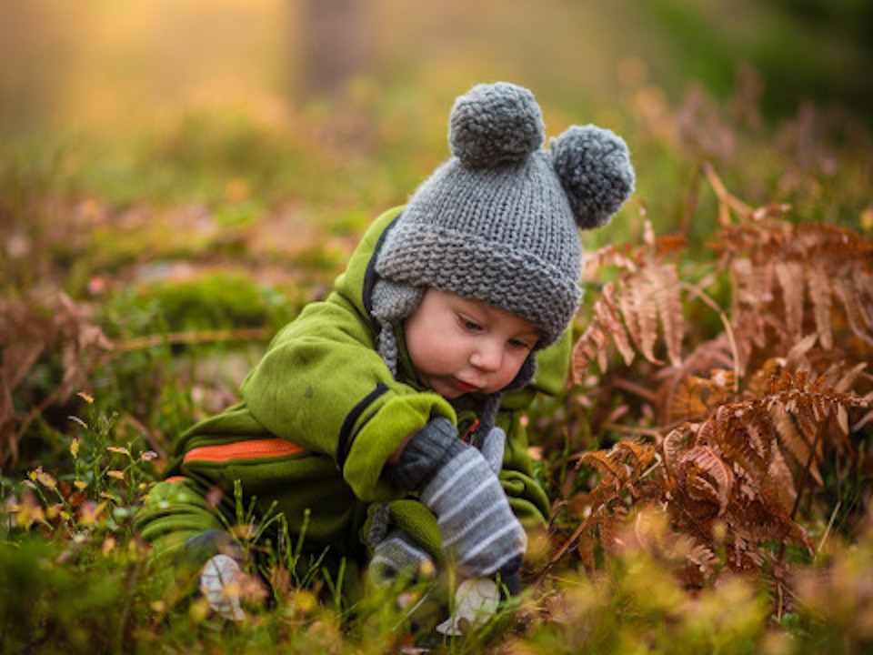 Baby with knitted beanie
